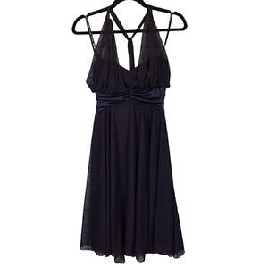 DB Studio David's Bridal Illusion Halter Plum Purple Bridesmaids Dress Sz S